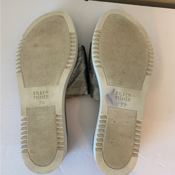 Eileen Fisher Touch platform metallic silver leather thong slide 7.5 - Picture 11 of 11